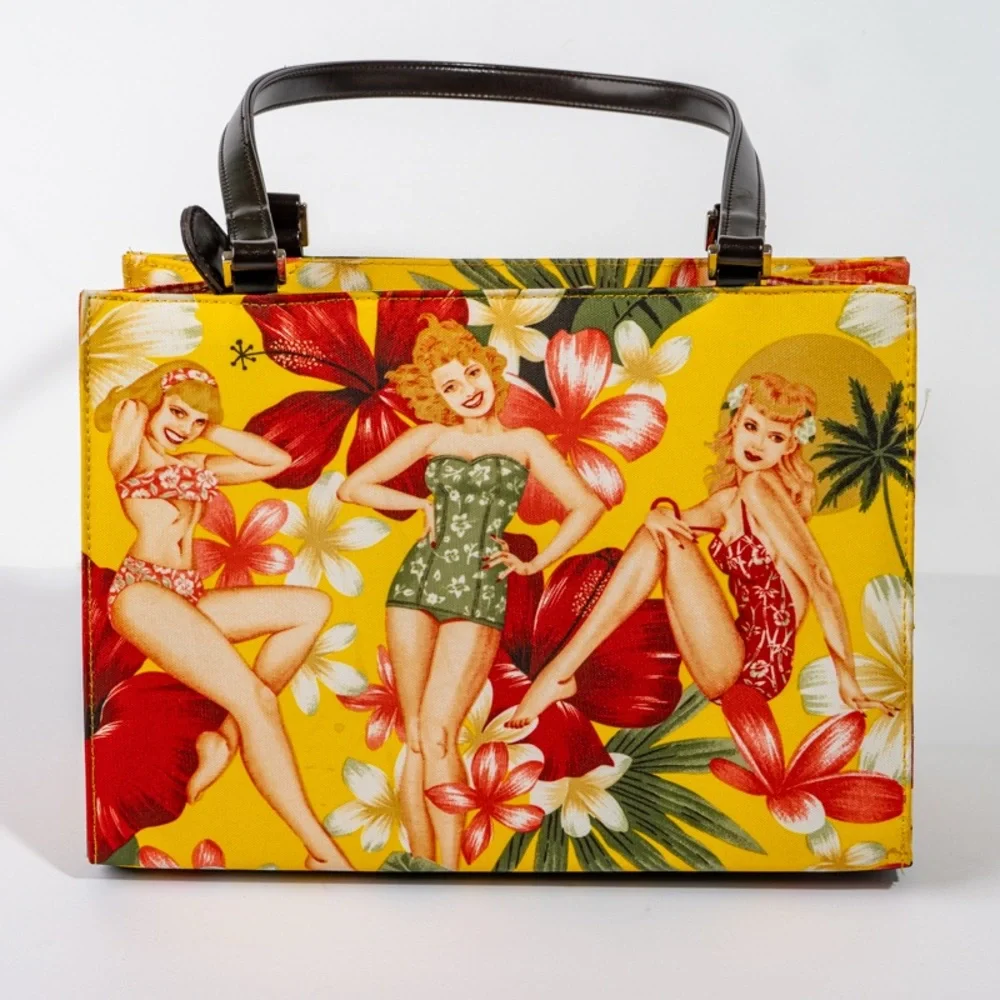 Vintage Pin-Up Floral Tote Bag - Picture 2 of 6